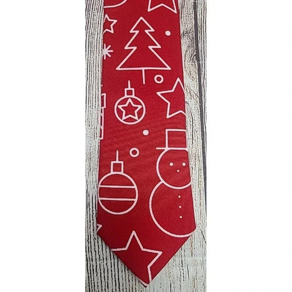 Opposuits Christmas Holiday Classic Pointed Neck Tie Red White 57" - Picture 3 of 6
